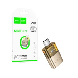 Adaptador OTG Hoco UA36B Tipo-C Macho A USB Femenino 2,0 Dorado